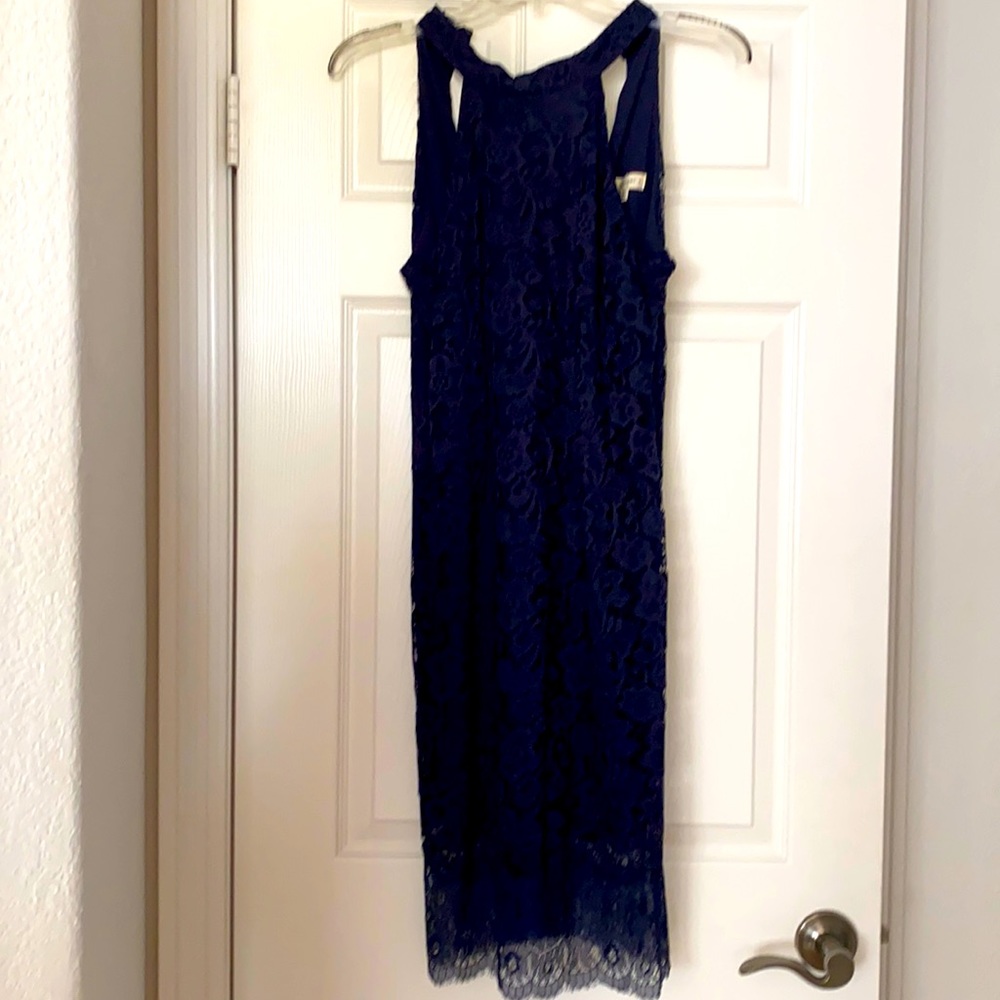 Dark navy halter lace dress